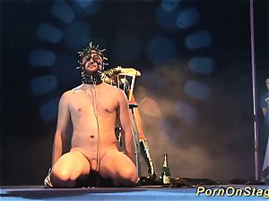 mischievous fetish needle demonstrate on stage